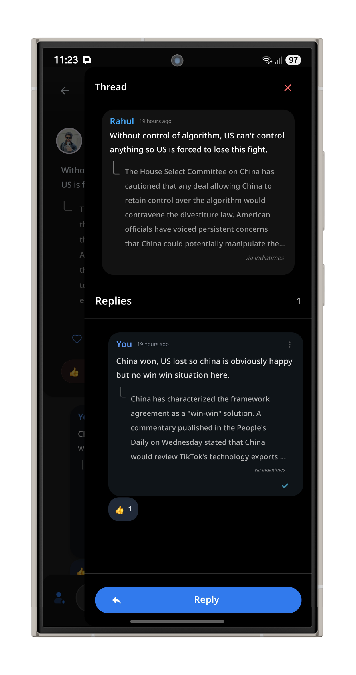 Nested threading in conversations